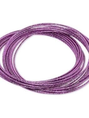 Womens Stainless Steel Purple Interlocking Bangle Bracelet